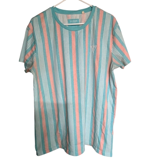 Guess Los Angeles Crumley Striped Crew T-Shirt XL Embroidered - Picture 1 of 5